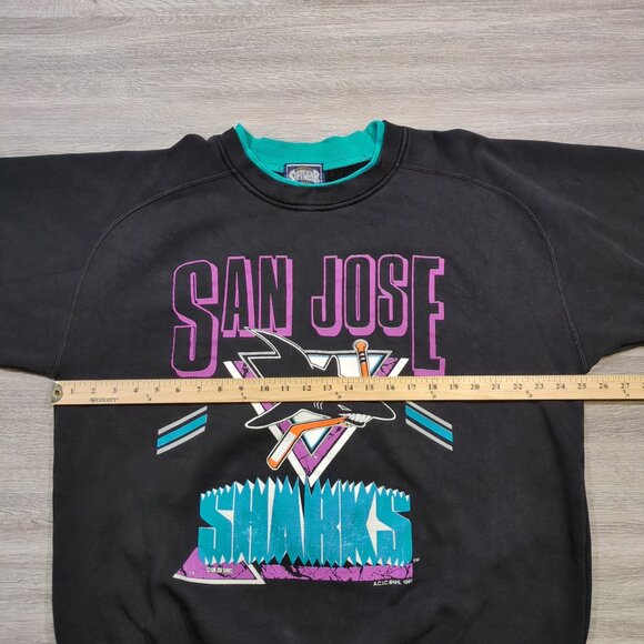 Vintage Softwear San Jose Sharks Men's XL Two Tone 1991 Sweatshirt Graphic Black - Picture 11 of 13